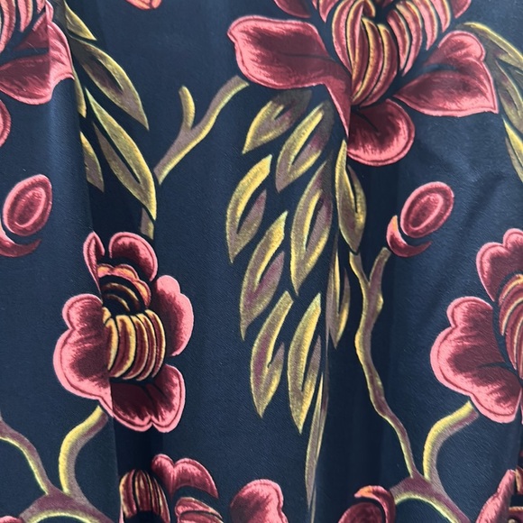 Ann Taylor Navy Blue Floral Print Tie Belt Shift Shirt Dress Long Sleeve M NWT - Picture 10 of 12